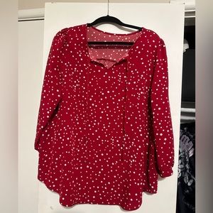 Red Polka Dot Long Sleeve Blouse